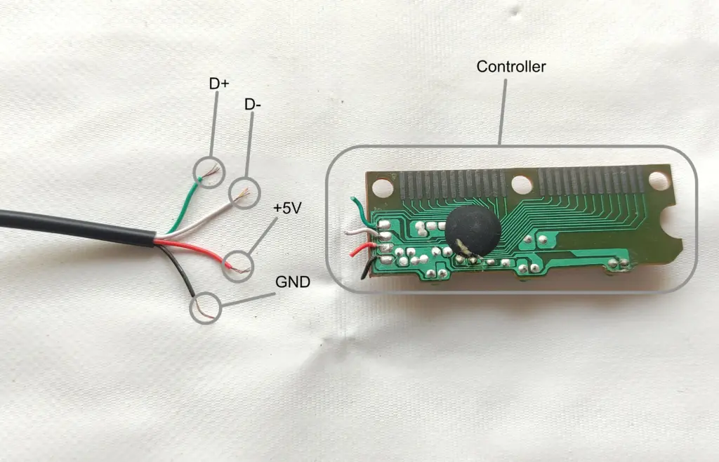 Controlle di una tastiera USB con descrizione dei pin.